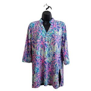LULU-B Pink Multi V-Neck Tunic Top Size XS